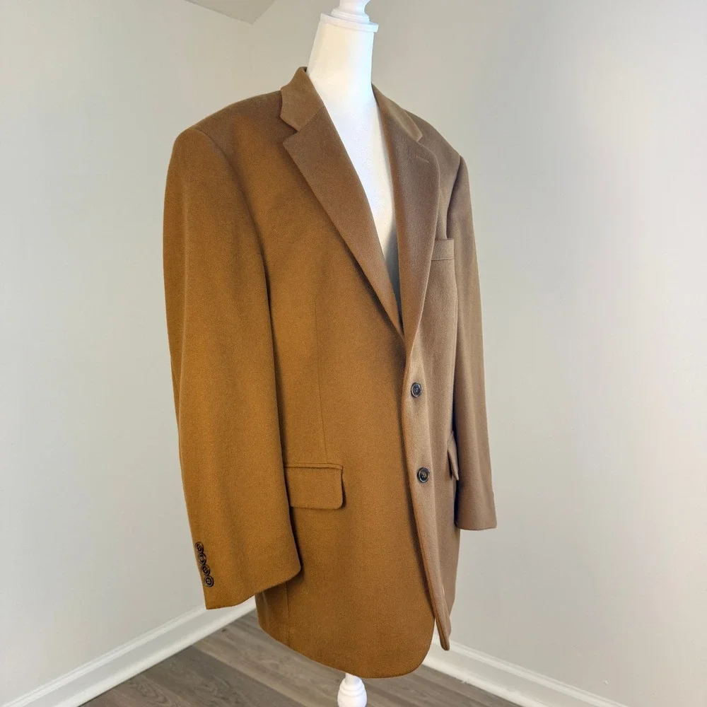 Coconut Grove 100% Cashmere Blazer Mens Large Camel Brown Sport Coat‎ Luxury